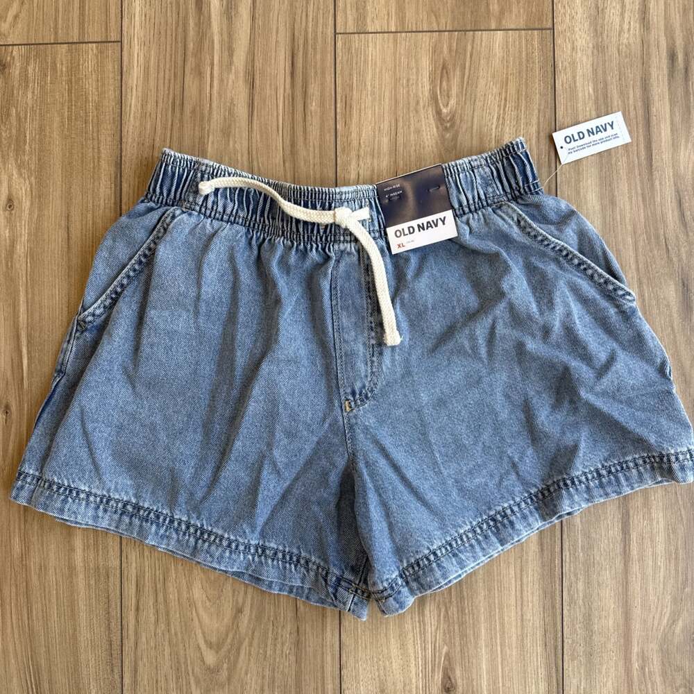 Old Navy Girls Denim Pull On Shorts XL 14-16 Lightweight Chambray Blue